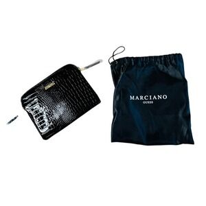 Marciano Black Patent Leather Faux Crocodile Envelope‎ Clutch Handbag NWOT